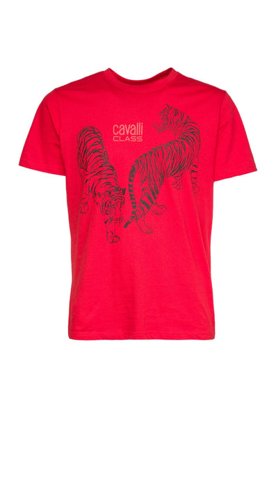 Cavalli Class Double Tiger Logo Motif Fashion T-Shirt-